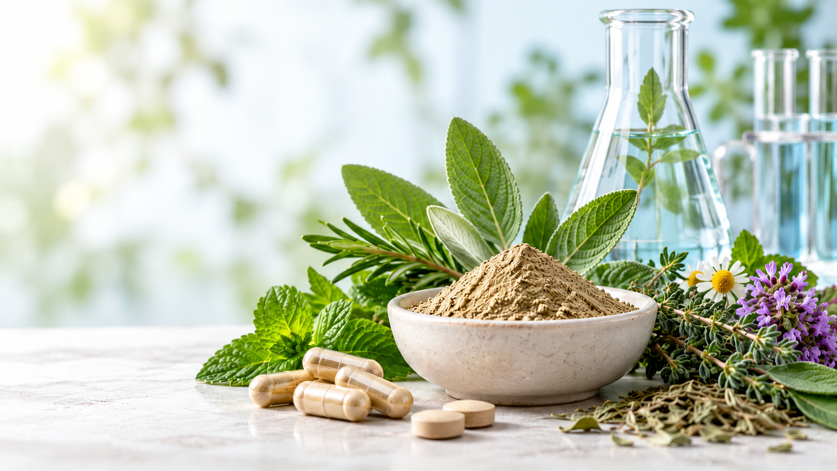 Estratto secco titolato con piante officinali e ingredienti vegetali per integratori alimentari